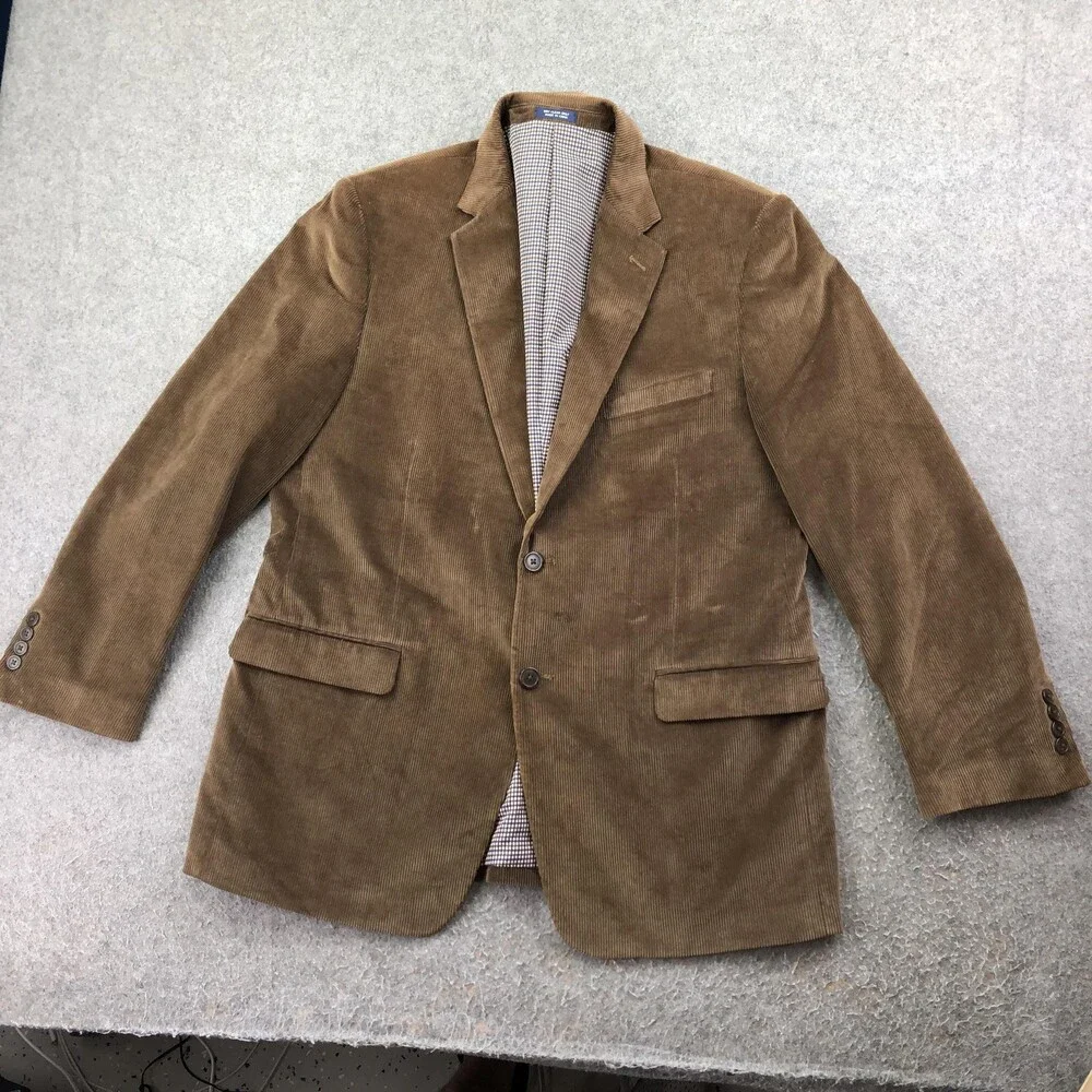 Saddlebred Blazer Mens 42 Brown Corduroy 2 Button Sport Coat Jacket Cotton
